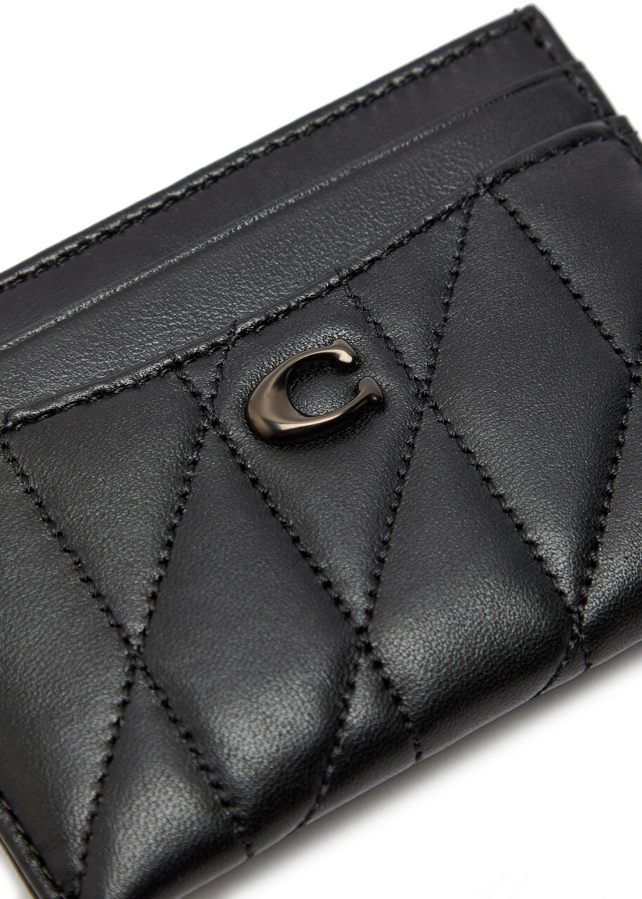 Coach Pillow Quilted Leather Card Holder - Black - One Size