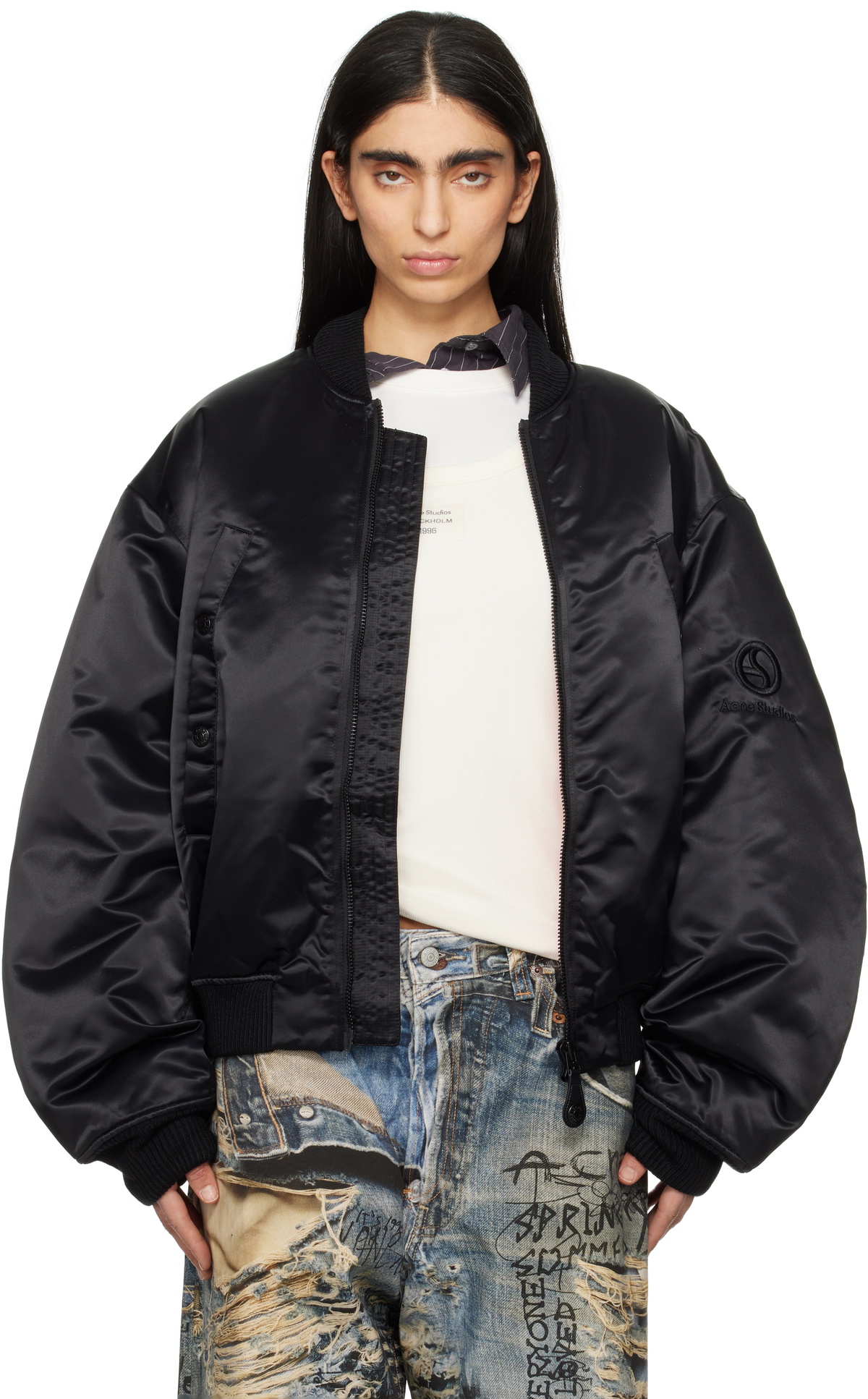 Acne Studios Black Logogram Bomber Jacket Acne Studios
