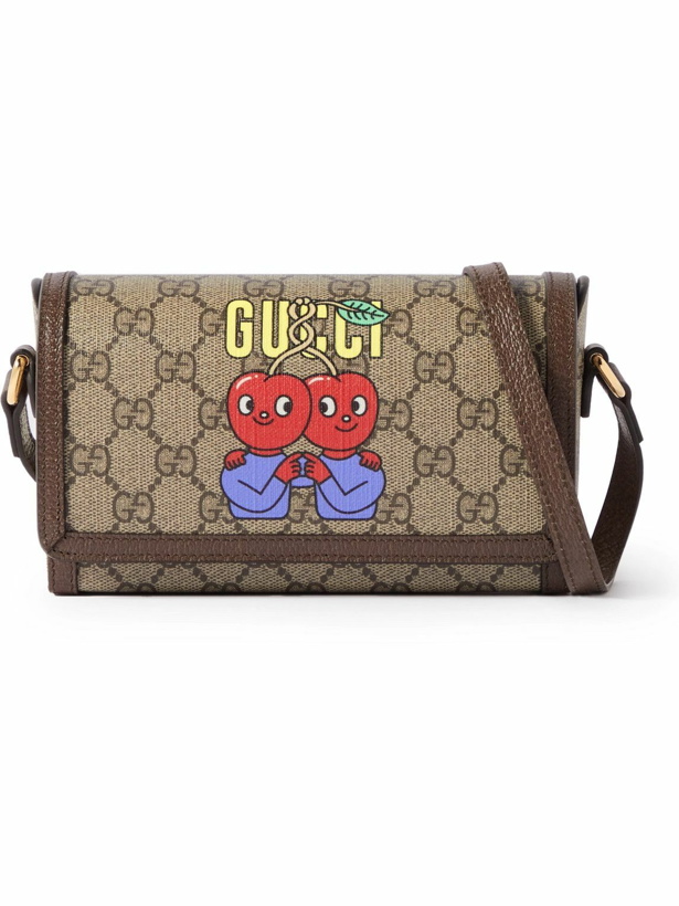 Photo: GUCCI - Mini Leather-Trimmed Printed Monogrammed Coated-Canvas Messenger Bag
