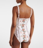 Agua by Agua Bendita Limon ruffled embroidered swimsuit