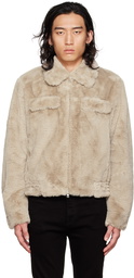 AMIRI Taupe Zip Faux-Fur Jacket