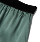 TOM FORD - Velvet-Trimmed Stretch-Silk Satin Boxer Shorts - Green