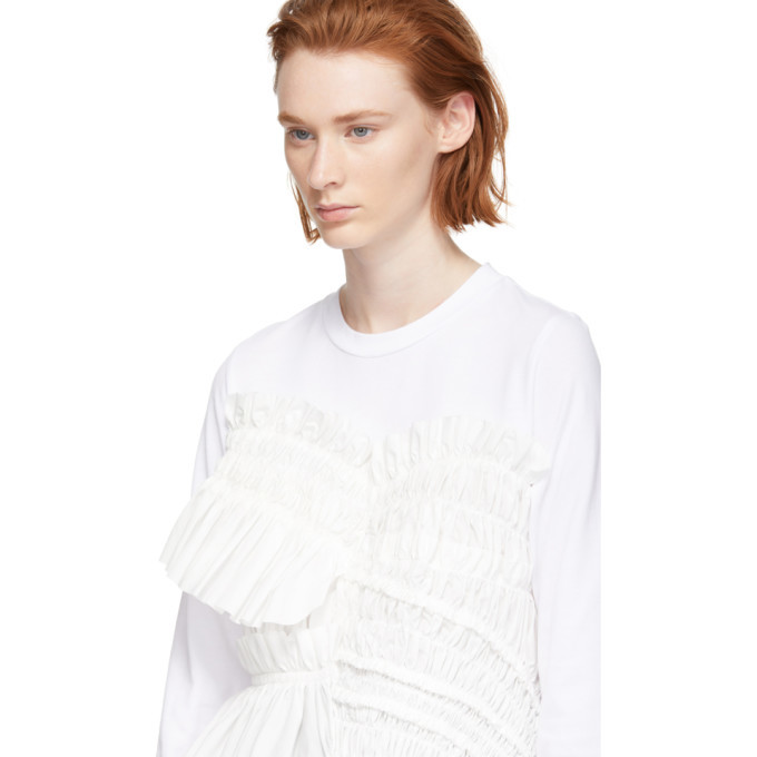 Chika Kisada White Shirred Panel Long Sleeve T-Shirt