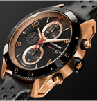 MONTBLANC - TimeWalker Automatic Chronograph 43mm 18-Karat Red Gold, Ceramic and Leather Watch, Ref. No. 117051 - Black
