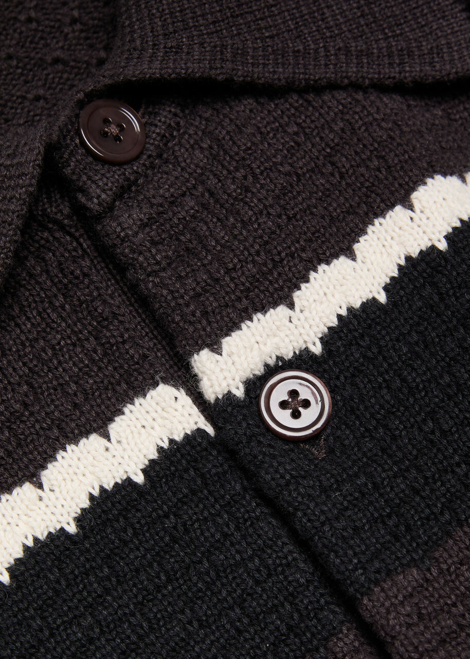 NN07 Alfie Striped Cotton Polo Jumper Black