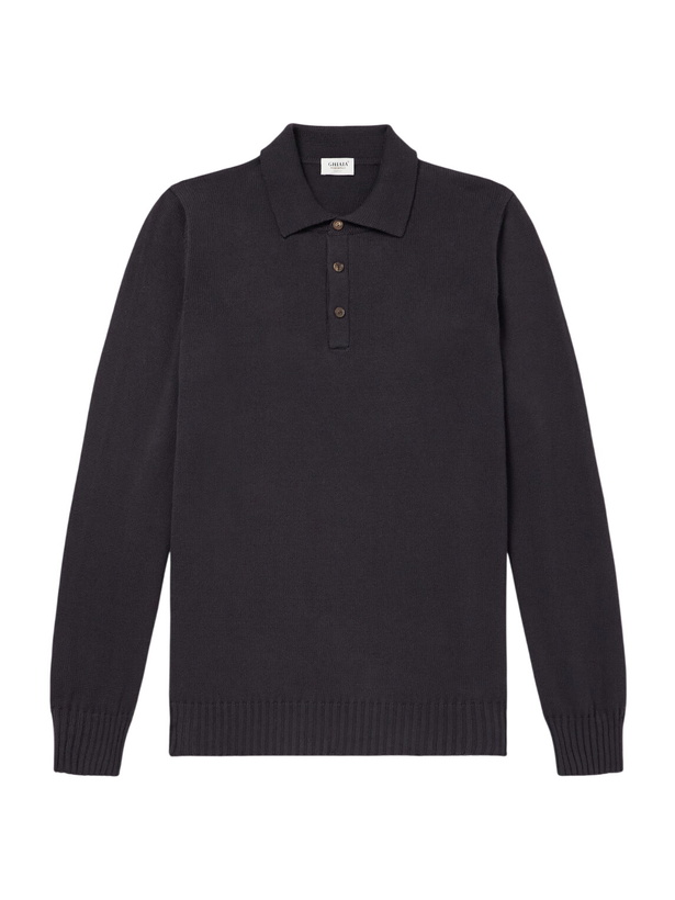 Photo: Ghiaia Cashmere - Cotton Polo Shirt - Blue