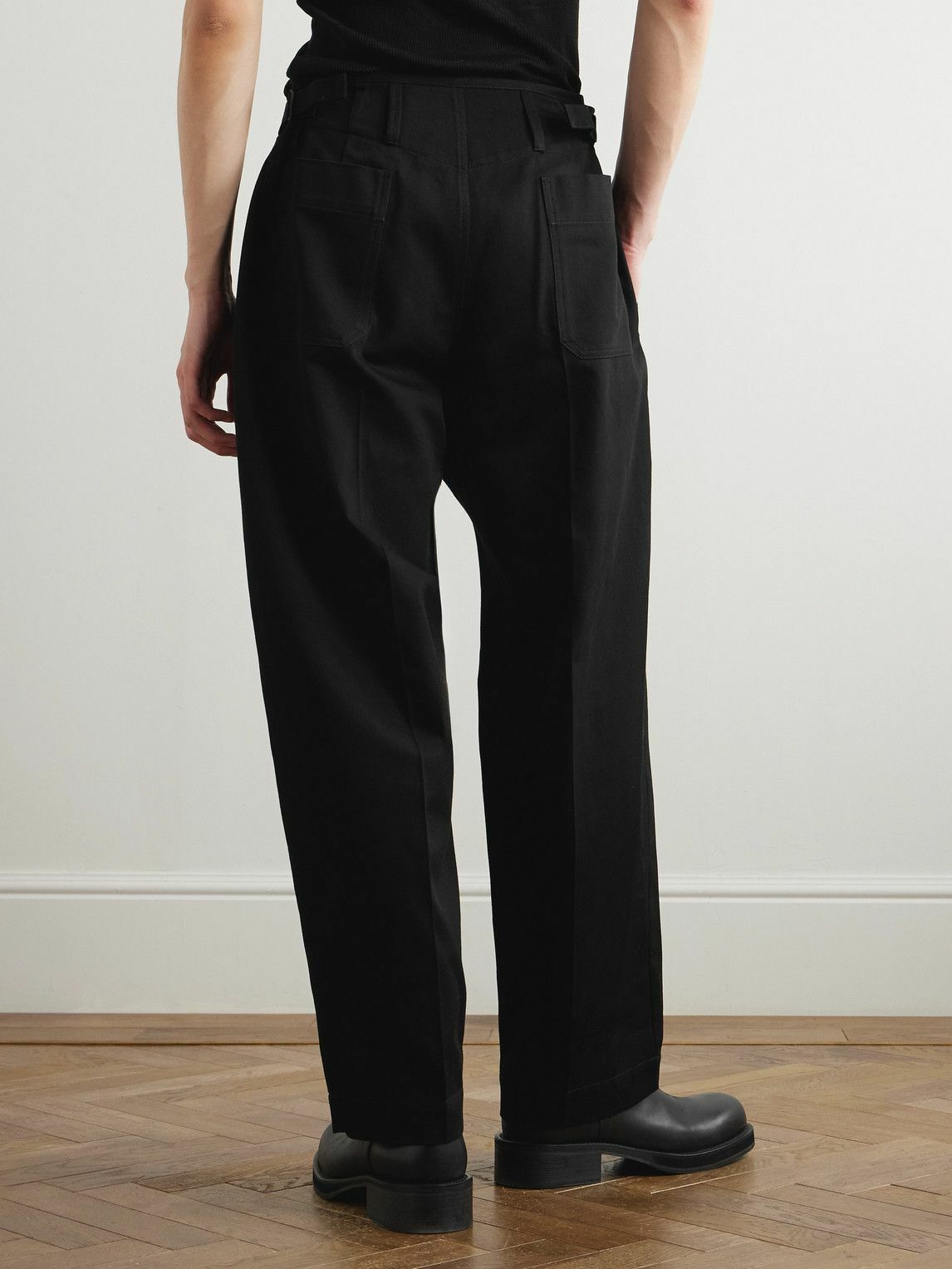 LEMAIRE - Carrot Tapered Pleated Cotton-Drill Trousers - Black