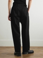 LEMAIRE - Carrot Tapered Pleated Cotton-Drill Trousers - Black