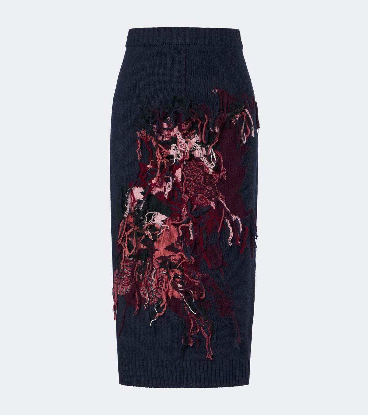 Erdem Fringed intarsia wool midi skirt