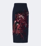 Erdem Fringed intarsia wool midi skirt