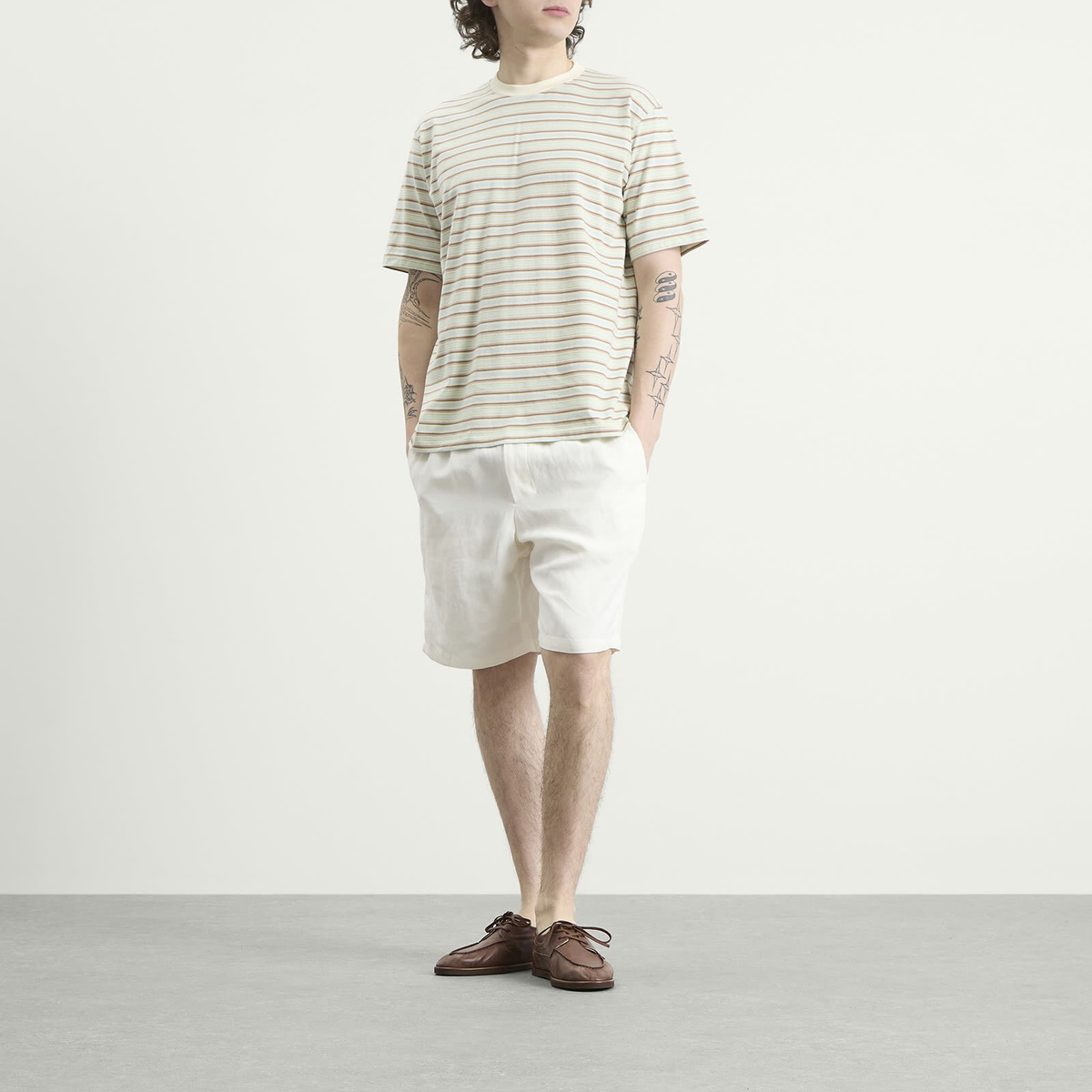 Auralee Men's Gradient Stripe Jersey T-Shirt in Fade Mint Stripe