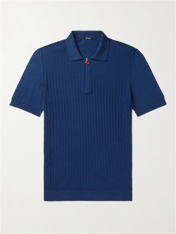 Photo: KITON - Slim-Fit Cotton Polo Shirt - Blue