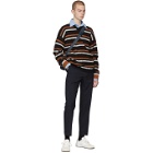 Marni Black and Orange Stripe V-Neck Sweater