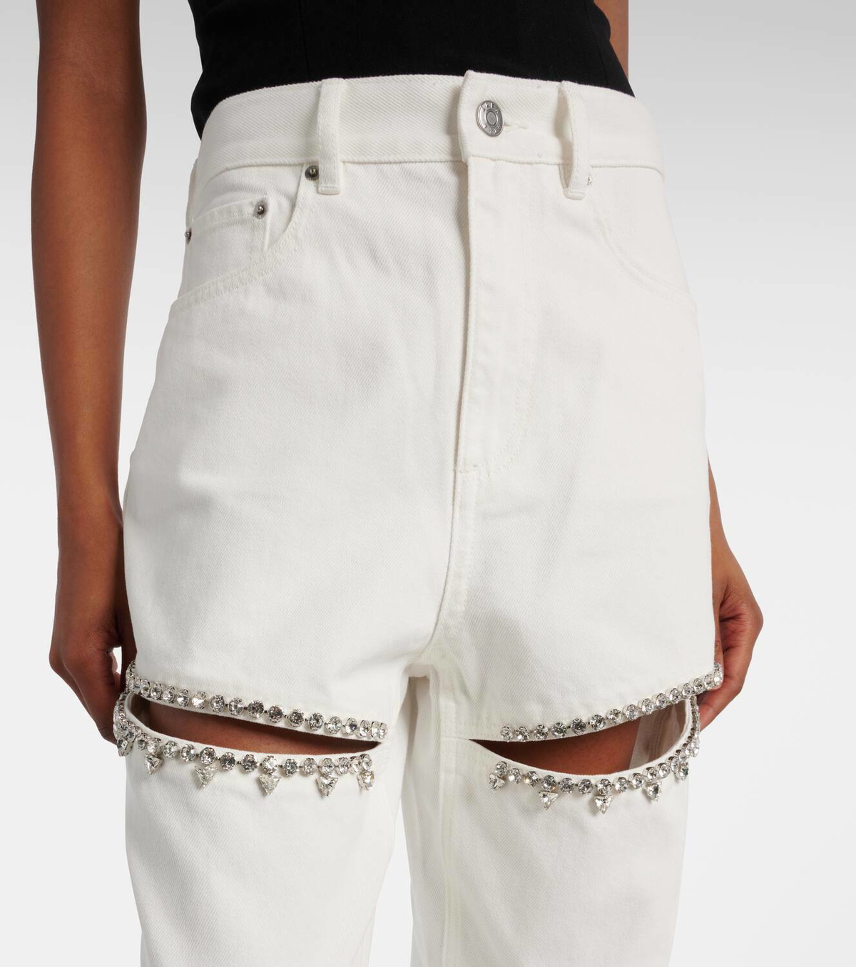 Crystal Detail Cotton Jeans