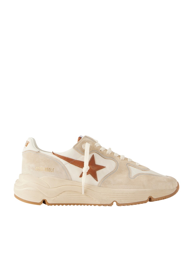 Photo: Golden Goose - Running Sole Leather-Trimmed Suede and Shell Sneakers - Neutrals