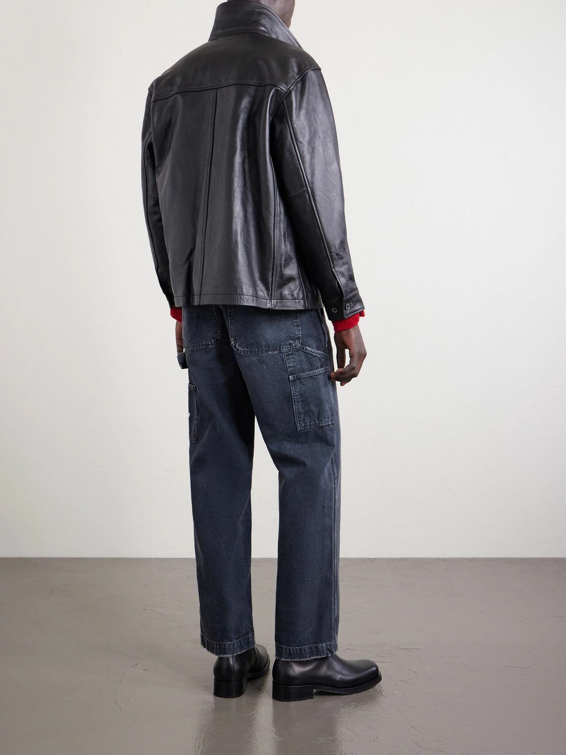 Enfants Riches Déprimés - Paint-Splattered Distressed Wide-Leg Jeans - Black