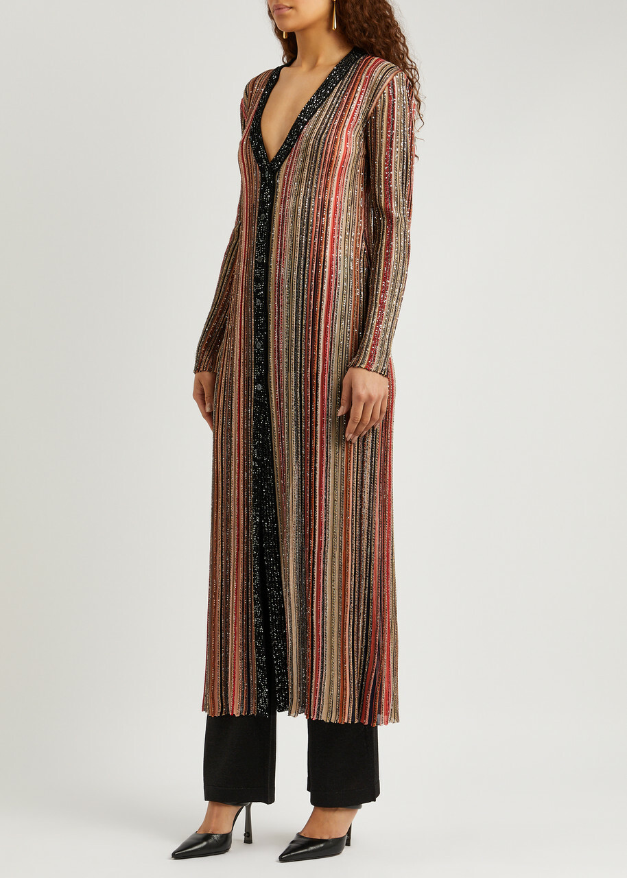 Missoni Striped Sequin-embellished Metallic-knit Cardigan