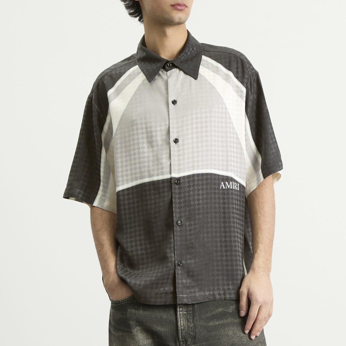 AMIRI Men's MA Quad Panel Camp Shirt in Black Amiri