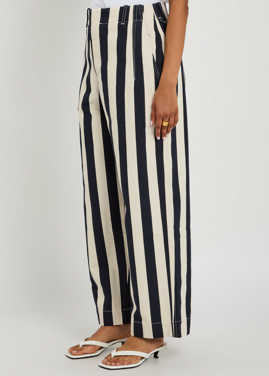 Jacquemus Le De-nîmes Parasol Striped Denim Trousers Navy