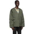 JERIH Khaki No Collar Jacket