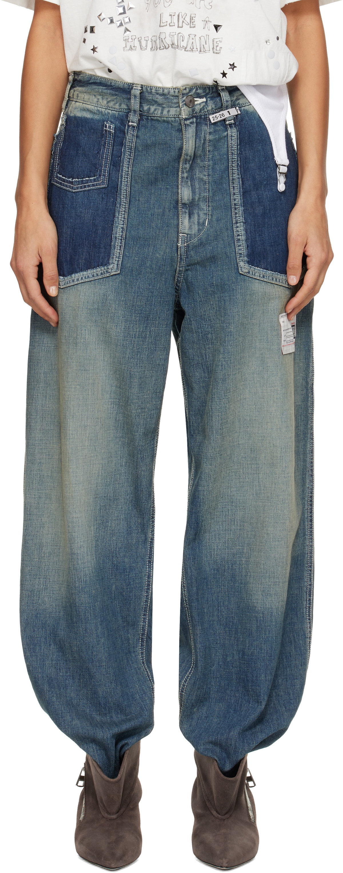 Maison MIHARA YASUHIRO Blue Cut-Out Pocket Jeans