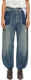 Maison MIHARA YASUHIRO Blue Cut-Out Pocket Jeans