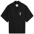 Jil Sander+ Men's Jil Sander Plus Short Sleeve Mushroom Vacation Shirt in Black