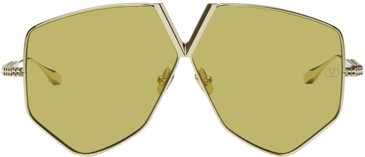 Photo: Valentino Garavani Gold V-Hexagon Sunglasses