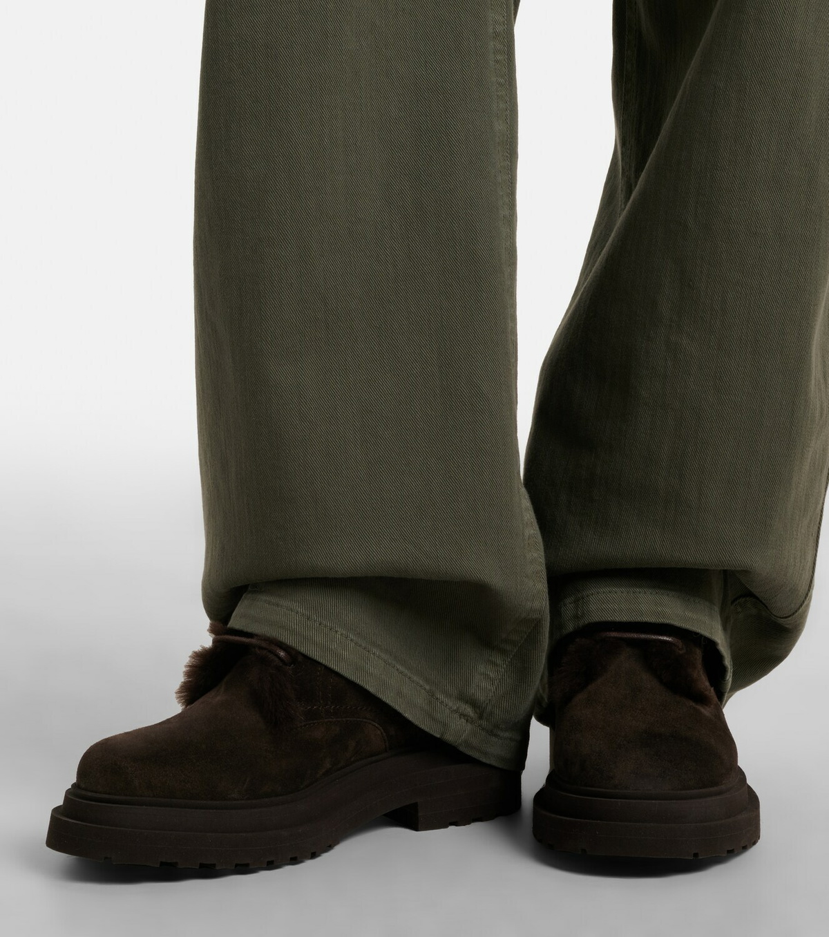 Brunello Cucinelli Monili shearling-trimmed suede lace-up boots