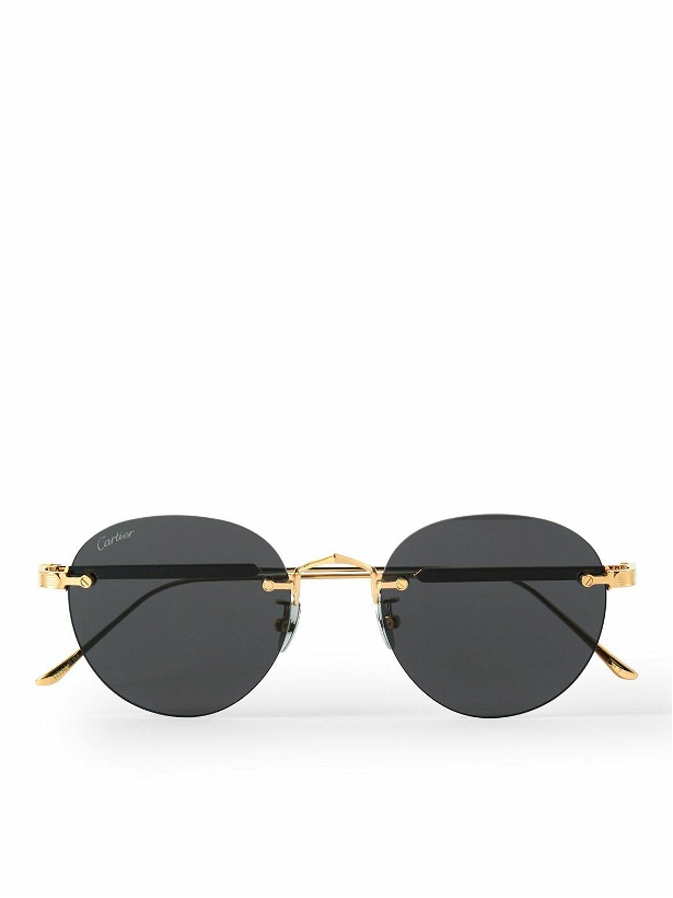 Photo: Cartier Eyewear - Round-Frame Gold-Tone Sunglasses