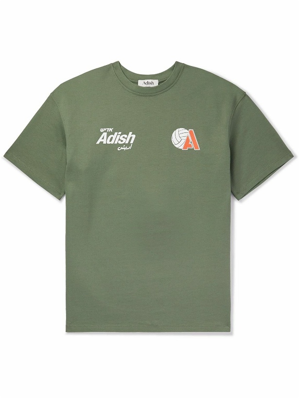 Photo: Adish - Kora Logo-Print Cotton-Jersey T-Shirt - Green