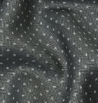 Brioni - Polka-Dot Herringbone Wool and Silk-Blend Pocket Square - Gray