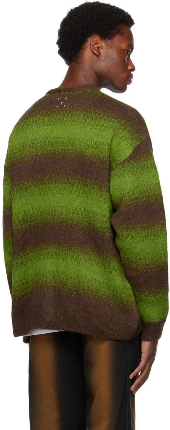 Pop Trading Company Green & Brown Striped Cardigan Pop Trading Company