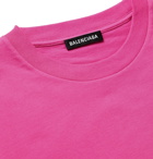 Balenciaga - Bonjour Paris Logo-Print Cotton-Jersey T-Shirt - Pink