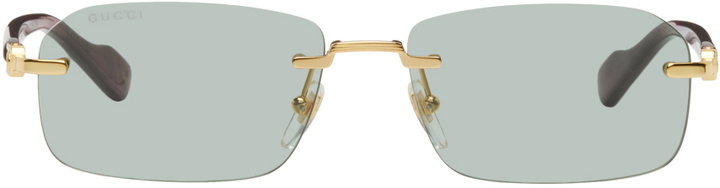 Photo: Gucci Gold Rectangular Sunglasses