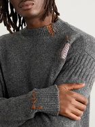 Marni - Distressed Panelled Virgin Wool Sweater - Gray