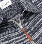Albam - Striped Mélange Wool Zip-Up Sweater - Blue