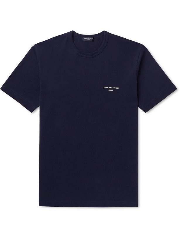 Photo: Comme des Garçons HOMME - Logo-Print Cotton-Jersey T-Shirt - Blue