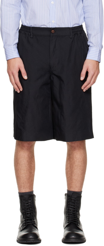 Photo: Comme des Garçons Homme Plus Black Polyester Twill Garment Dyed Shorts