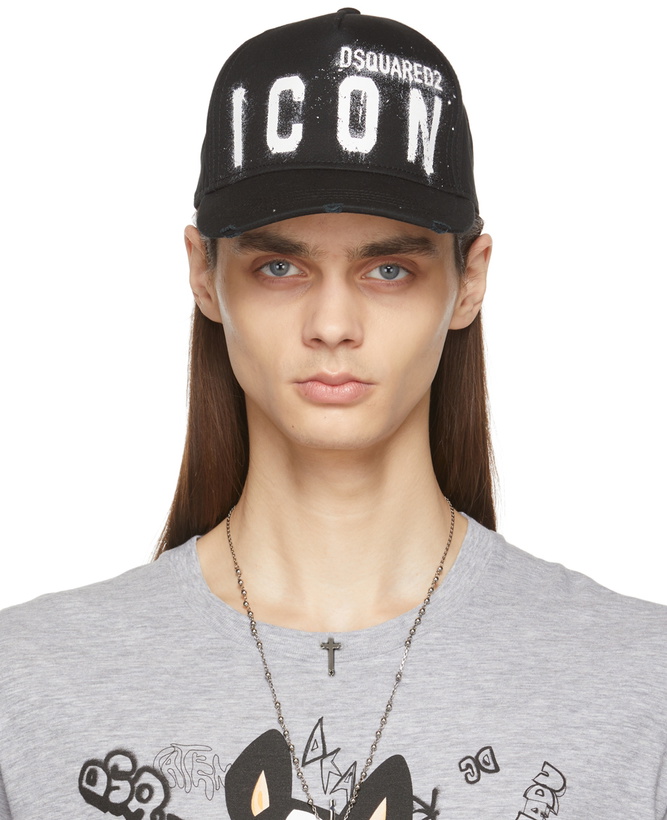 Photo: Dsquared2 Black & White Spray Logo Cap