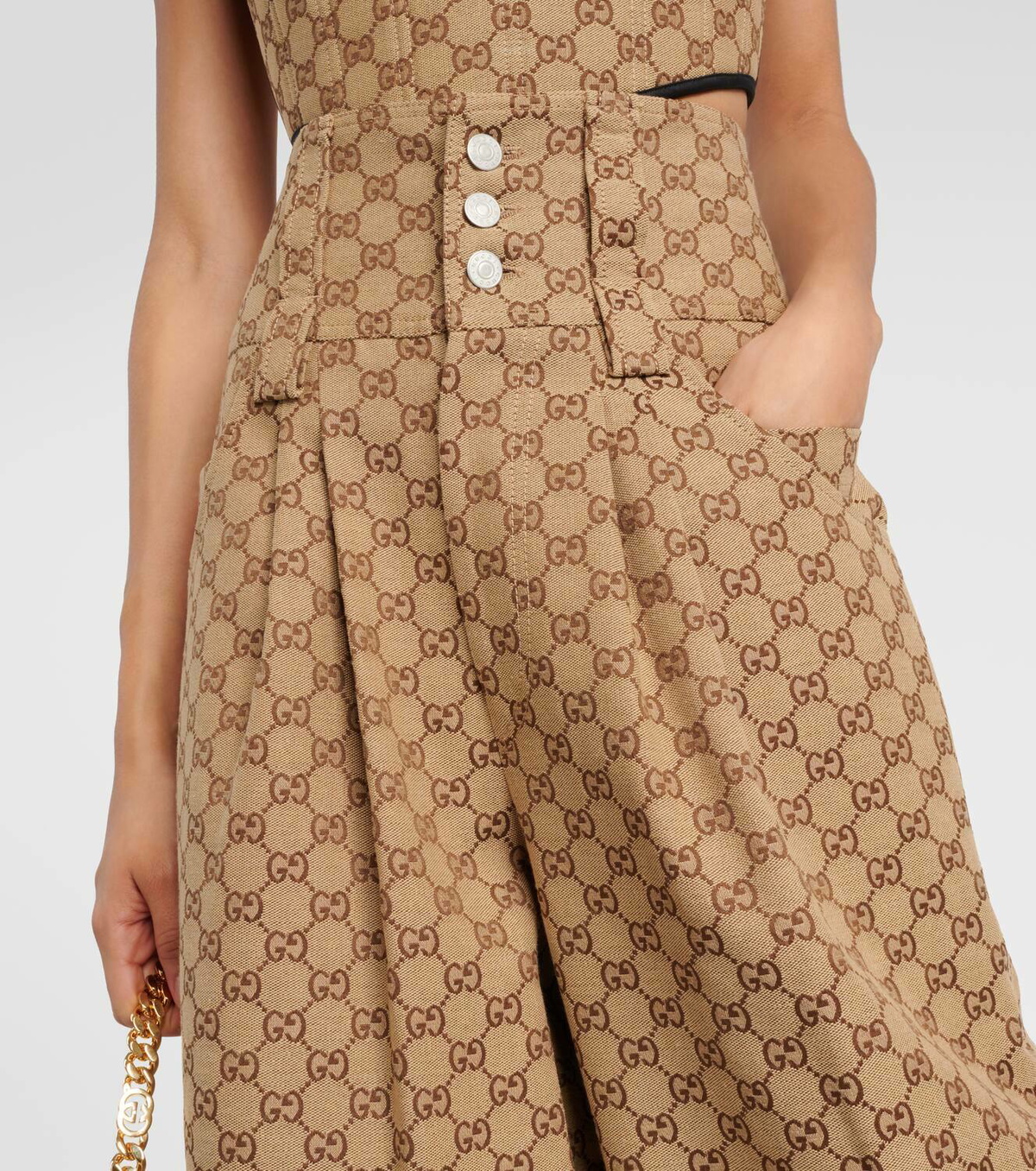 Gucci GG cotton-blend canvas wide-leg pants Gucci