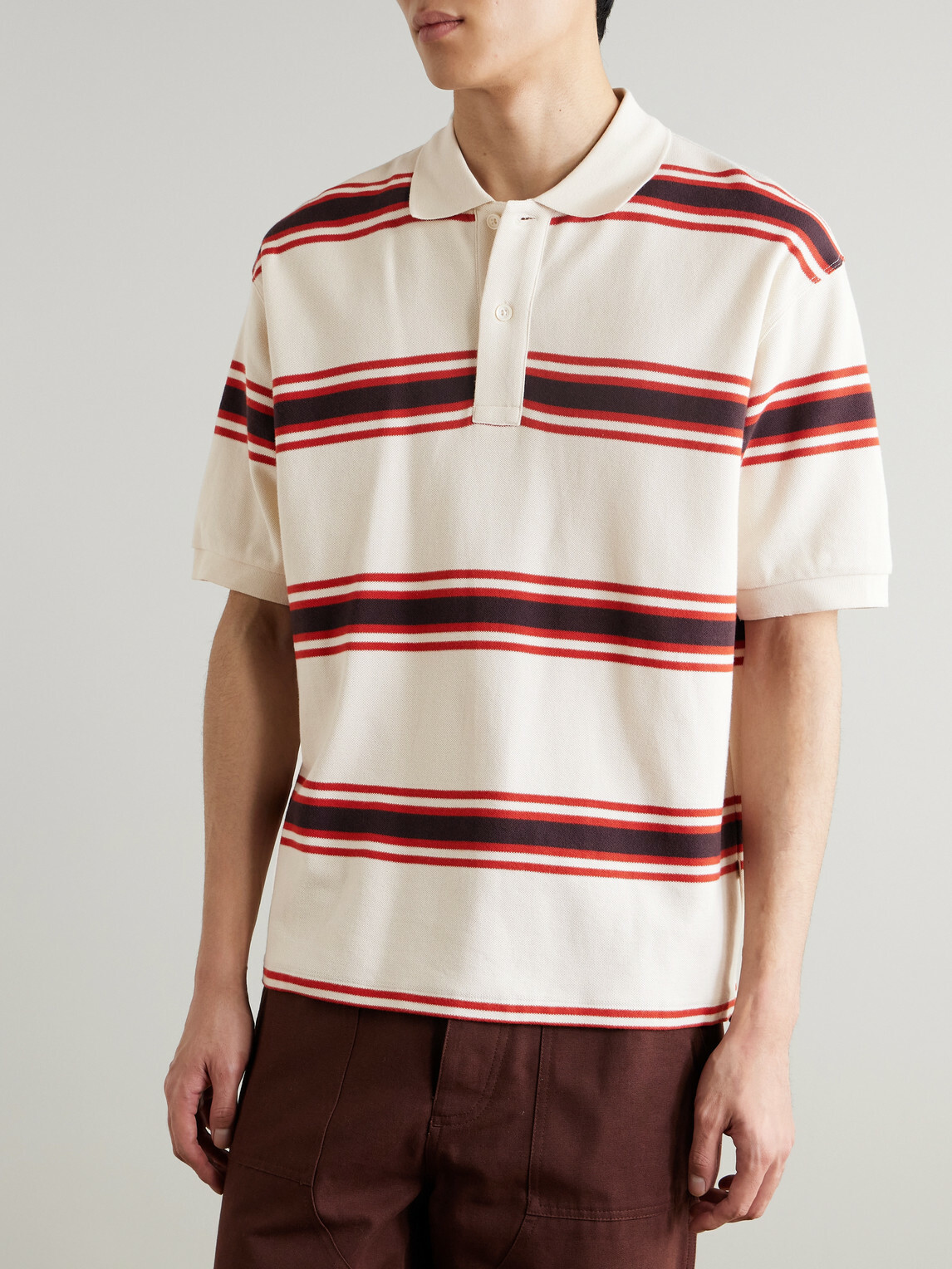 NN07 - Valentin 30047 Striped Organic Cotton-Piqué Polo Shirt - Red