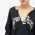 R13 Women's New York Cropped Crewneck in Acid Black