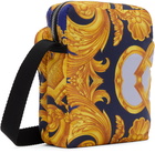 Versace Blue & Gold Printed Bag