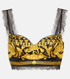 Versace - Barocco silk lace-trimmed crop top