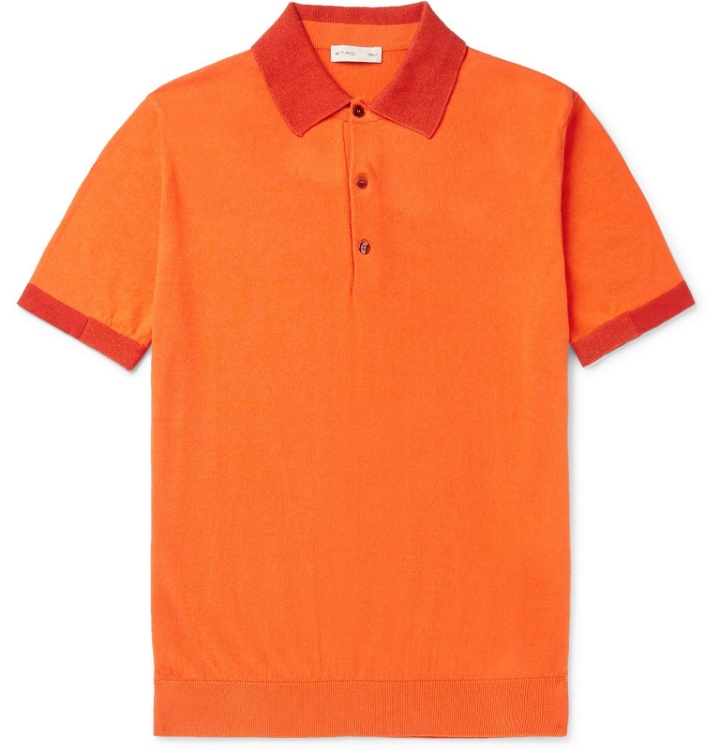 Photo: Etro - Slim-Fit Contrast-Tipped Cotton Polo Shirt - Orange