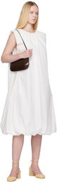AMOMENTO White Cotton Volume Shirring Minidress