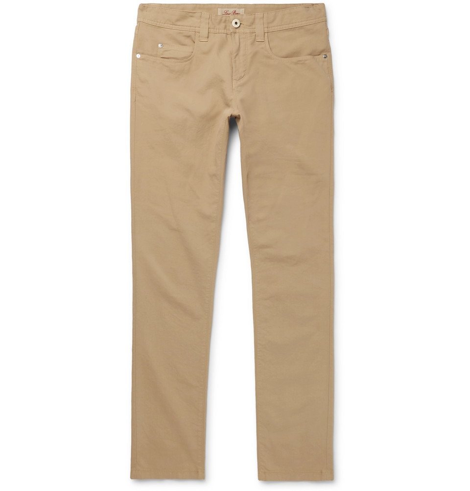 Loro Piana - Slim-Fit Stretch-Cotton Trousers - Men - Beige Loro Piana