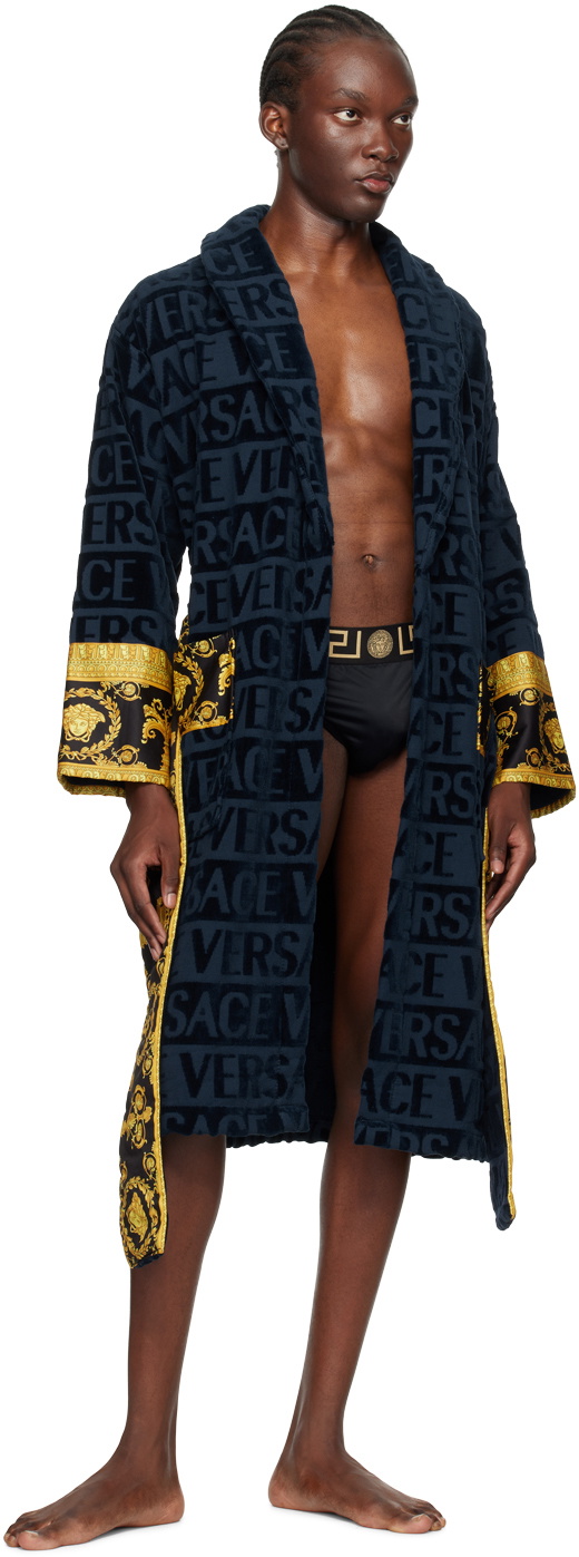 Versace Underwear Navy 'I Heart Baroque' Robe