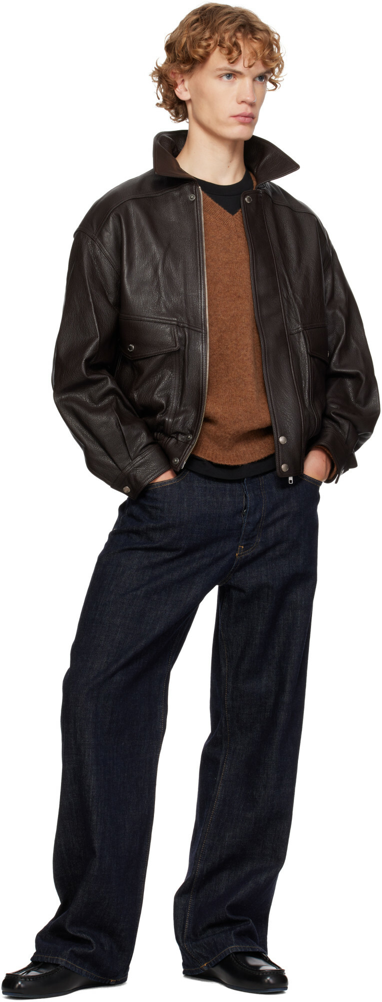 Dunst Brown Oversized Vintage Leather Jacket